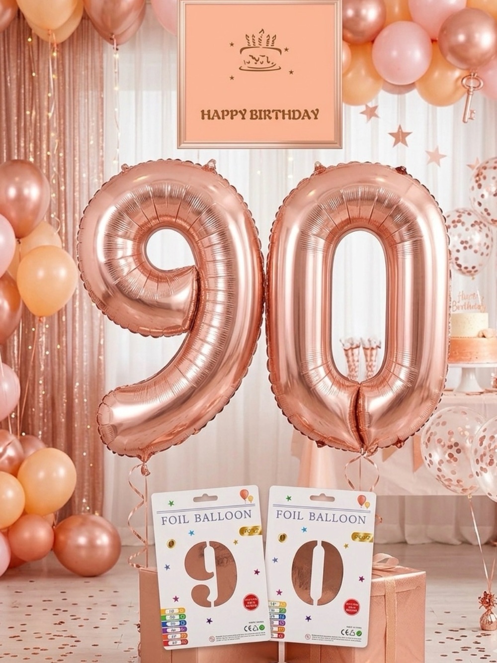 🎈 Rose Gold 90 (Nine and Zero) Foil Balloons 🎈